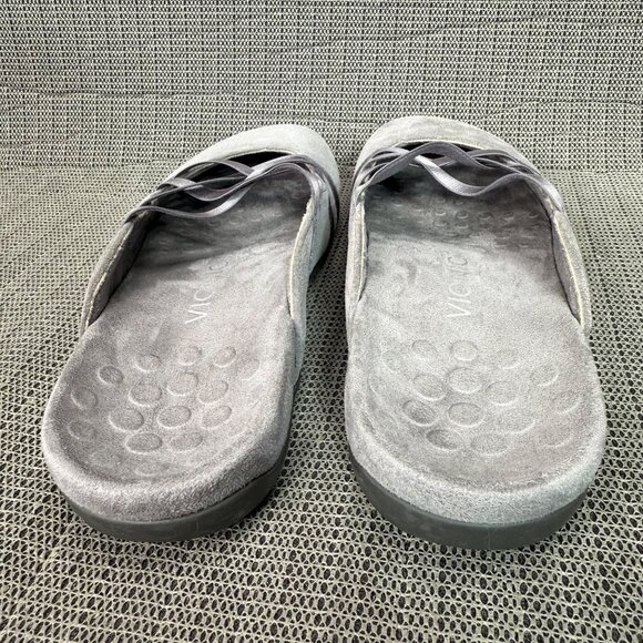Vionic Claire Womens Size 9 Gray Suede Slip-On Mule Sandals With Elastic Straps - Picture 3 of 9